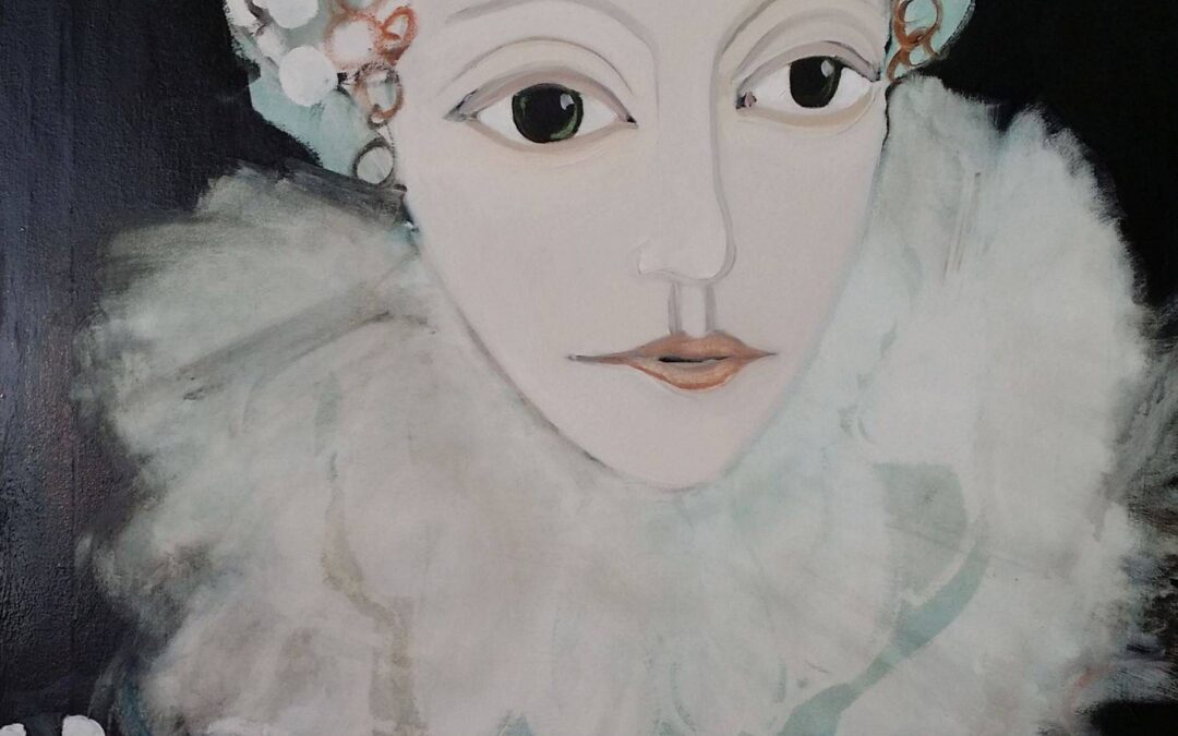 Blue Tudor Woman, Oil on Canvas.